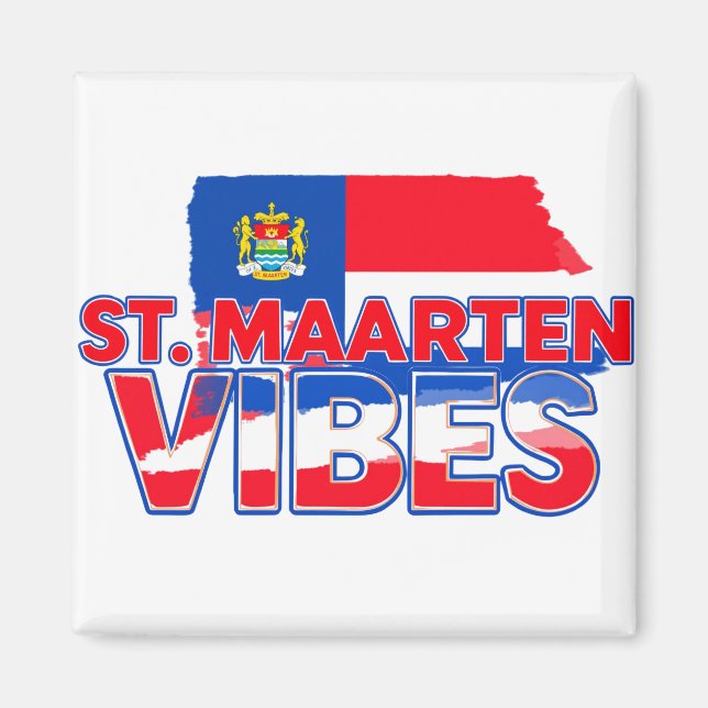 St. Maarten vibes Caribbean flag magnet (Front)