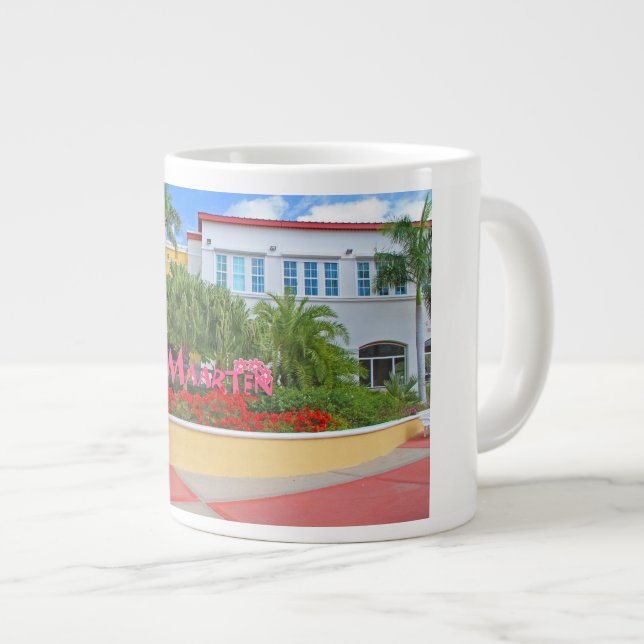 St. Maarten, Welcome sign, photography, Dutch Large Coffee Mug (Front Right)