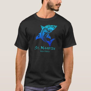 St Maarten West Indies Vintage Retro Tribal Shark T-Shirt