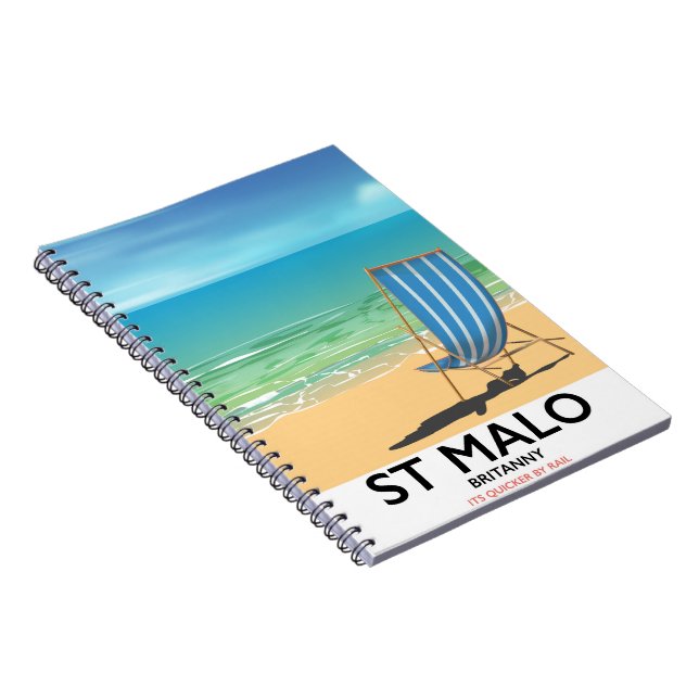 St Malo, Britanny Beach poster Notebook (Right Side)