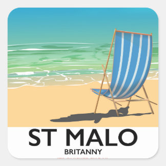 St Malo, Britanny Beach poster Square Sticker