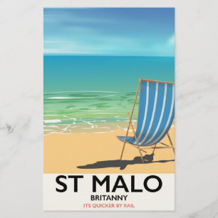 St Malo, Britanny Beach poster Stationery