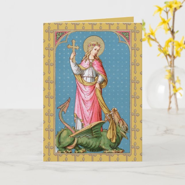 St. Margaret of Antioch (SAU 038) Blank Greeting Card (Yellow Flower)