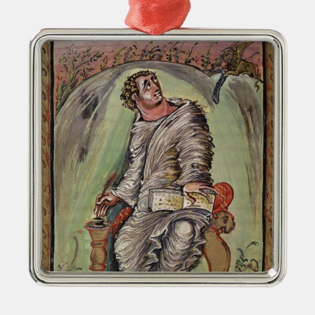 St. Mark at his desk Metal Tree Decoration (Front)