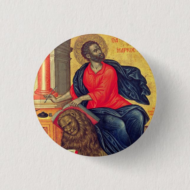 St. Mark - by Tzanes Emmanuel (1657) 3 Cm Round Badge (Front)