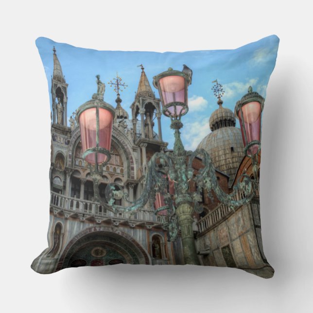 St. Marks and Lamp, Venice, Italy Cushion (Front)