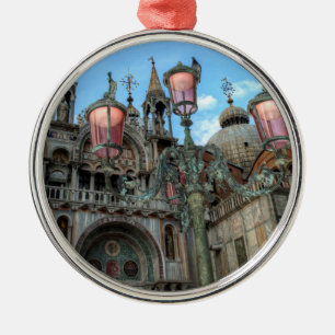 St. Marks and Lamp, Venice, Italy Metal Tree Decoration