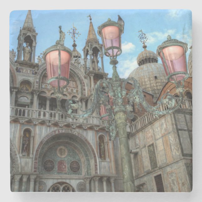 St. Marks and Lamp, Venice, Italy Stone Coaster (Front)
