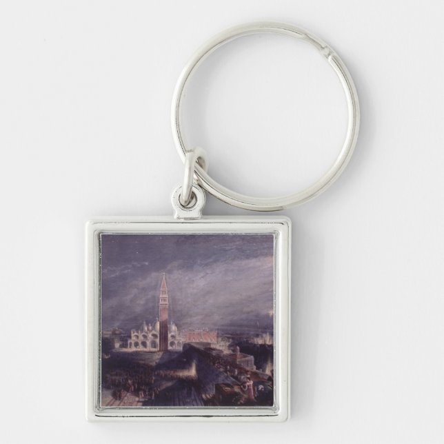 St. Mark's Place, Venice (Moonlight) engraved by G Key Ring (Front)