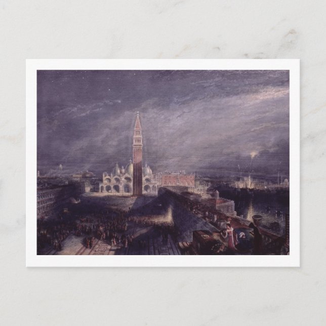 St. Mark's Place, Venice (Moonlight) engraved by G Postcard (Front)