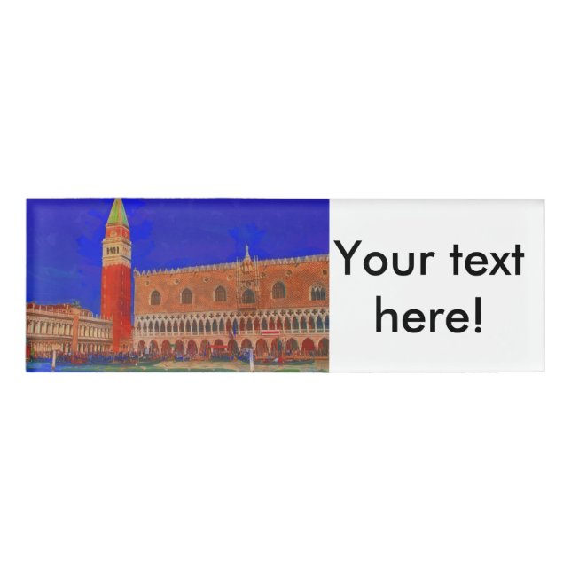 St Mark's Square Piazzetta painting Name Tag (Front)