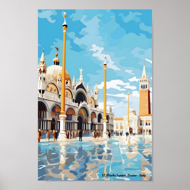 St Marks Square Venice Italy Vintage Travel  Poster (Front)