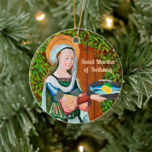 St. Martha of Bethany in Her Kitchen (Detail) Ceramic Tree Decoration