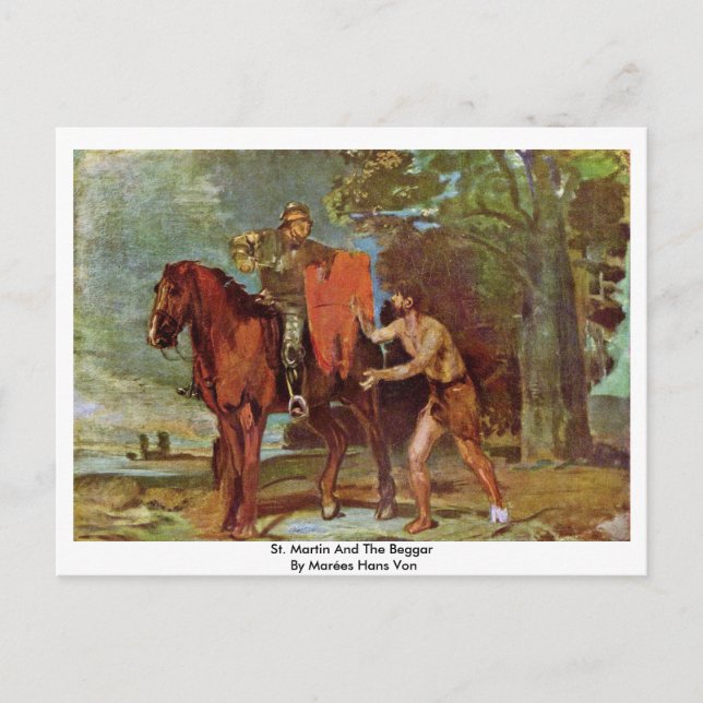 St. Martin And The Beggar By Marées Hans Von Postcard (Front)