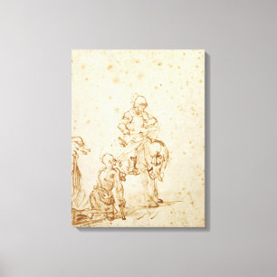 St. Martin and the Beggar (pen & ink on paper) Canvas Print