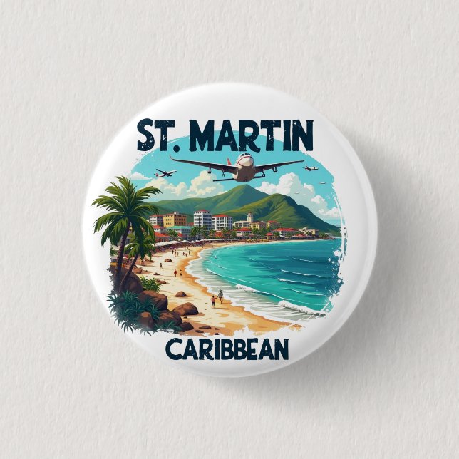 ST. MARTIN CARAIBES 3 CM ROUND BADGE (Front)