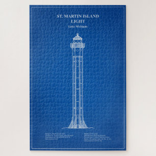 St. Martin Island Lighthouse - Michigan – AD Jigsaw Puzzle
