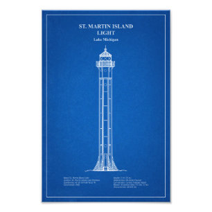 St. Martin Island Lighthouse - Michigan – AD Photo Print