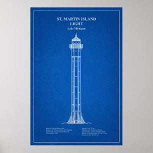 St. Martin Island Lighthouse - Michigan – AD Poster