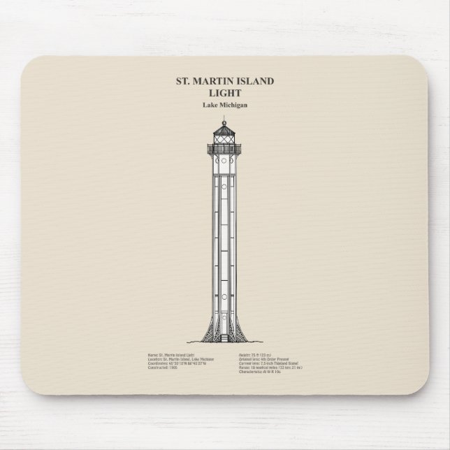 St. Martin Island Lighthouse - Michigan - SBD Mouse Mat (Front)
