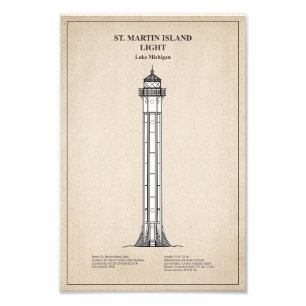 St. Martin Island Lighthouse - Michigan - SBD Photo Print