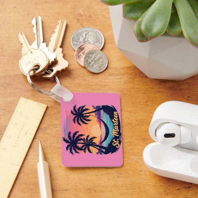 St. Martin Keychain Neon Palm Trees | Keychain (Desk)