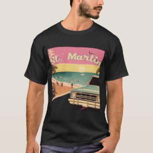 St Martin Retro Beach Vacation Souvenir St Martin  T-Shirt