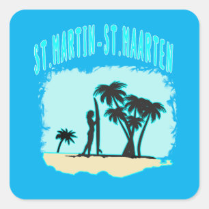 St. Martin San-Maarten Square Stickers