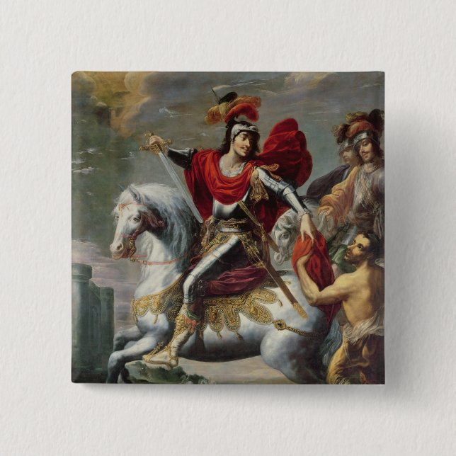 St. Martin sharing his cloak with the beggar 15 Cm Square Badge (Front)