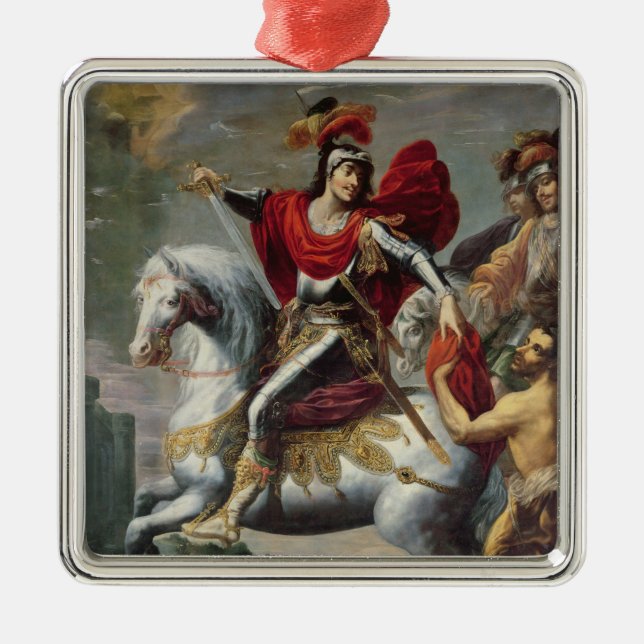 St. Martin sharing his cloak with the beggar Metal Tree Decoration (Front)