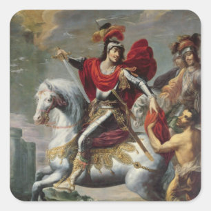 St. Martin sharing his cloak with the beggar Square Sticker