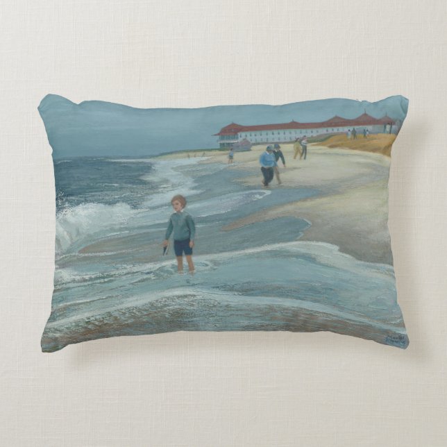 St Mary by the Sea - Golden Colour Backing Decorative Cushion (Front)