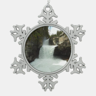 St. Mary Falls I at Glacier National Park Snowflake Pewter Christmas Ornament