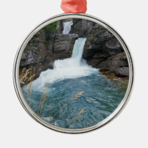 St. Mary Falls II at Glacier National Park Metal Tree Decoration