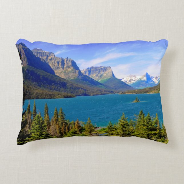St. Mary Lake,  Glacier National Park,  Montana Decorative Cushion (Front)