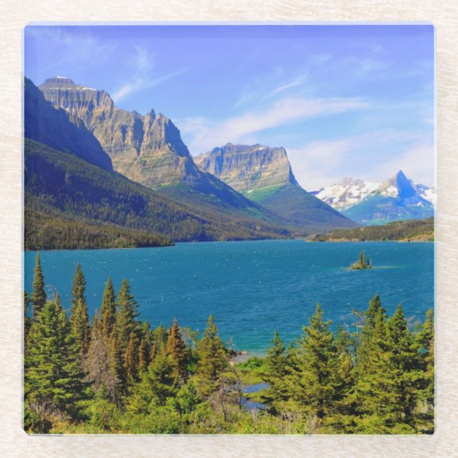 St. Mary Lake,  Glacier National Park,  Montana Glass Coaster (Front)