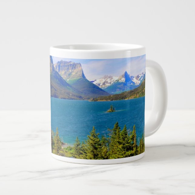 St. Mary Lake,  Glacier National Park,  Montana Large Coffee Mug (Front Right)