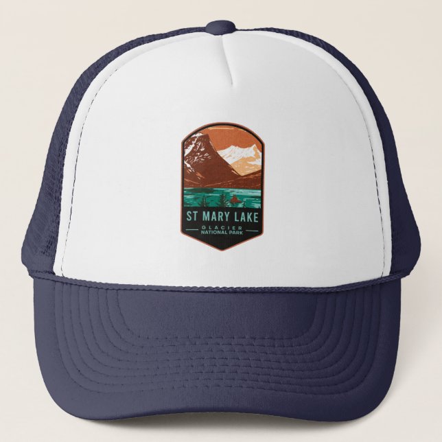 St Mary Lake Glacier National Park Trucker Hat (Front)
