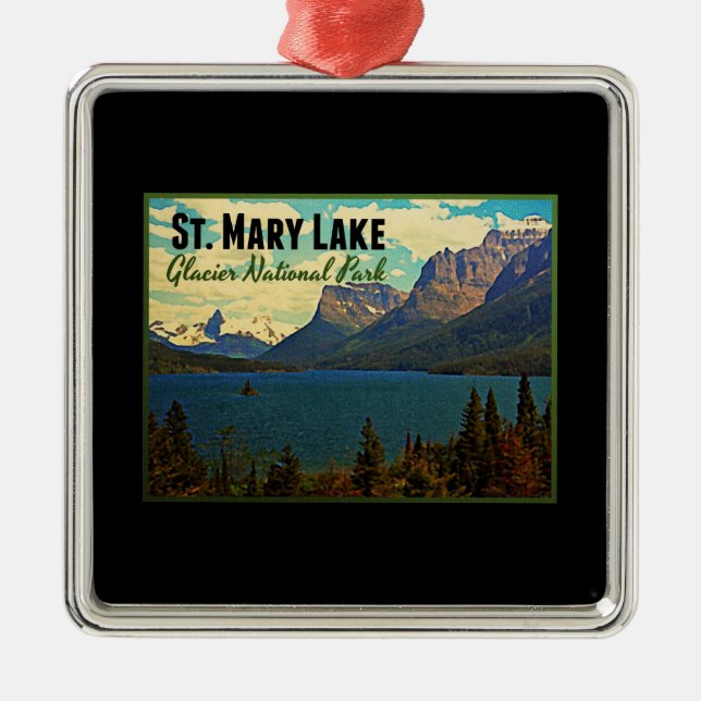 St. Mary Lake Glacier NP Metal Tree Decoration (Front)