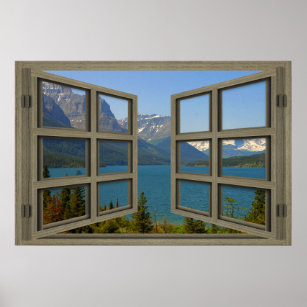 St. Mary Lake Through An Open Window Poster