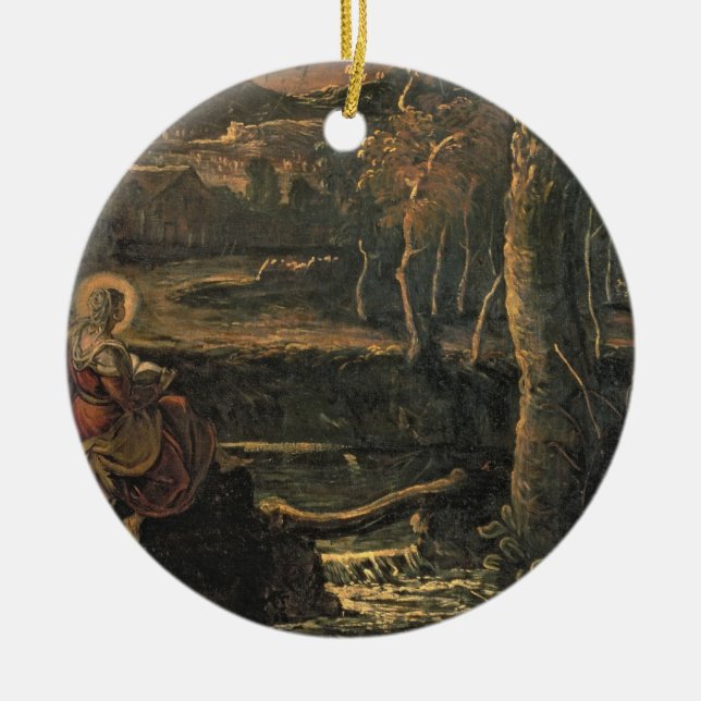 St. Mary of Egypt in the Wilderness Ceramic Tree Decoration (Front)