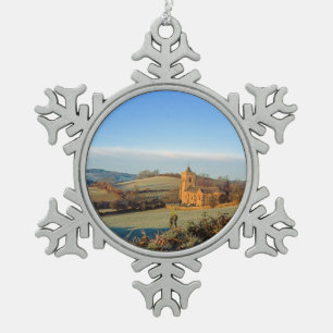 St Mary's Crosthwaite Holiday Card Poster Photo Bl Snowflake Pewter Christmas Ornament