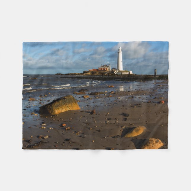 St. Mary'S Island | Whitley, England Fleece Blanket (Front (Horizontal))
