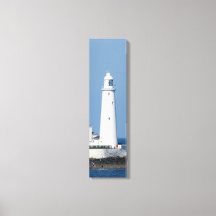 St Mary's Lighthouse On The Coast Vertical Canvas Print
