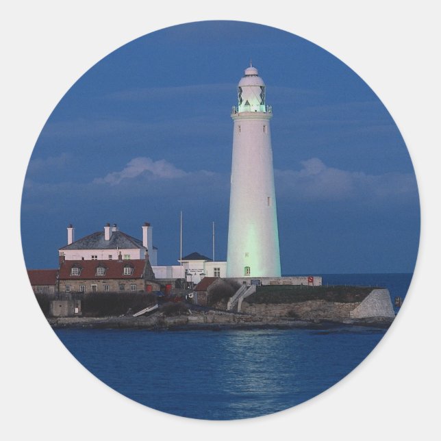 St. Mary's Lighthouse, Whitely Bay, Tyne and Wear, Classic Round Sticker (Front)