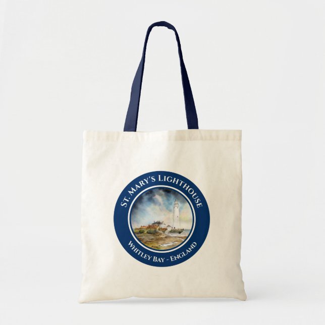 St Marys Lighthouse Whitley Bay North East England Tote Bag (Front)