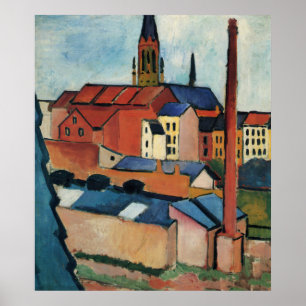 St. Marys with Houses and chimney by August Macke Poster
