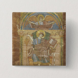 St. Matthew, from the Gospel of St. Riquier 15 Cm Square Badge