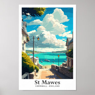 St Mawes Cornwall England Travel Illustration Poster