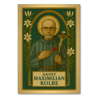 St. Maximilian Kolbe Catholic Wedding Table Card